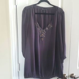 Women's size 26-28 Grey blouse by Lane Bryant. Neckline embellishments